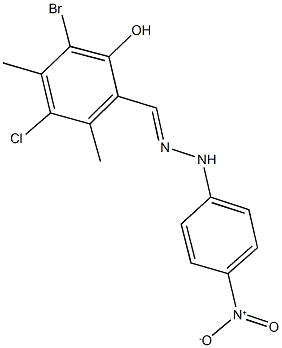 3-bromo-5-chloro-2-hydroxy-4,6-dimethylbenzaldehyde {4-nitrophenyl}hydrazone Structure