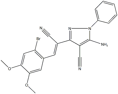5-amino-3-[2-(2-bromo-4,5-dimethoxyphenyl)-1-cyanovinyl]-1-phenyl-1H-pyrazole-4-carbonitrile Struktur