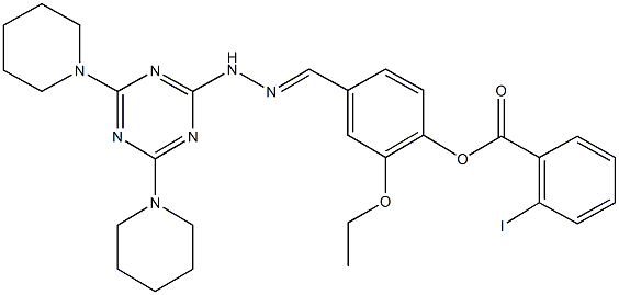 4-{2-[4,6-di(1-piperidinyl)-1,3,5-triazin-2-yl]carbohydrazonoyl}-2-ethoxyphenyl 2-iodobenzoate,321968-67-6,结构式