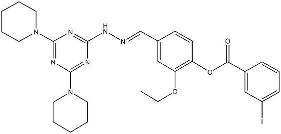 4-{2-[4,6-di(1-piperidinyl)-1,3,5-triazin-2-yl]carbohydrazonoyl}-2-ethoxyphenyl 3-iodobenzoate,321968-70-1,结构式