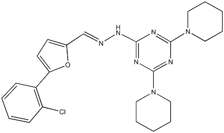 5-(2-chlorophenyl)-2-furaldehyde (4,6-dipiperidin-1-yl-1,3,5-triazin-2-yl)hydrazone Structure