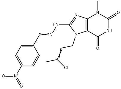 4-nitrobenzaldehyde [7-(3-chloro-2-butenyl)-3-methyl-2,6-dioxo-2,3,6,7-tetrahydro-1H-purin-8-yl]hydrazone Structure