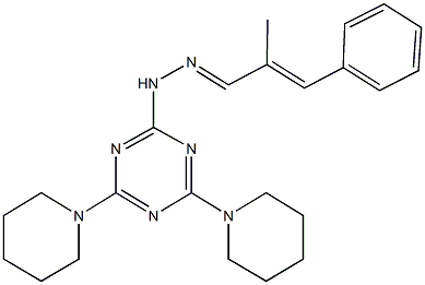 2-methyl-3-phenylacrylaldehyde [4,6-di(1-piperidinyl)-1,3,5-triazin-2-yl]hydrazone Structure