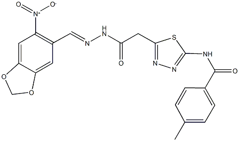 322410-46-8 N-(5-{2-[2-({6-nitro-1,3-benzodioxol-5-yl}methylene)hydrazino]-2-oxoethyl}-1,3,4-thiadiazol-2-yl)-4-methylbenzamide