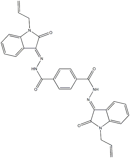 N'~1~,N'~4~-bis(1-allyl-2-oxo-1,2-dihydro-3H-indol-3-ylidene)terephthalohydrazide Structure