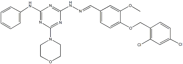 4-[(2,4-dichlorobenzyl)oxy]-3-methoxybenzaldehyde (4-anilino-6-morpholin-4-yl-1,3,5-triazin-2-yl)hydrazone 结构式