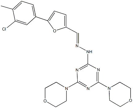 5-(3-chloro-4-methylphenyl)-2-furaldehyde [4,6-di(4-morpholinyl)-1,3,5-triazin-2-yl]hydrazone,322662-76-0,结构式