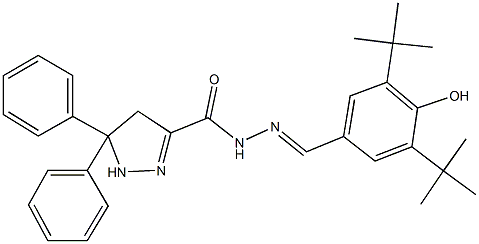 N'-(3,5-ditert-butyl-4-hydroxybenzylidene)-5,5-diphenyl-4,5-dihydro-1H-pyrazole-3-carbohydrazide,322664-28-8,结构式