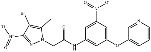 2-{4-bromo-3-nitro-5-methyl-1H-pyrazol-1-yl}-N-[3-nitro-5-(3-pyridinyloxy)phenyl]acetamide Structure