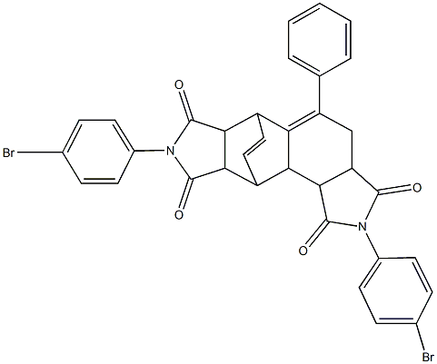 5,14-bis(4-bromophenyl)-9-phenyl-5,14-diazapentacyclo[9.5.2.0~2,10~.0~3,7~.0~12,16~]octadeca-9,17-diene-4,6,13,15-tetrone Structure
