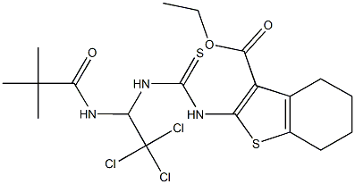 ethyl 2-{[({2,2,2-trichloro-1-[(2,2-dimethylpropanoyl)amino]ethyl}amino)carbothioyl]amino}-4,5,6,7-tetrahydro-1-benzothiophene-3-carboxylate,324018-02-2,结构式