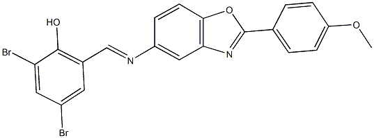 2,4-dibromo-6-({[2-(4-methoxyphenyl)-1,3-benzoxazol-5-yl]imino}methyl)phenol Structure