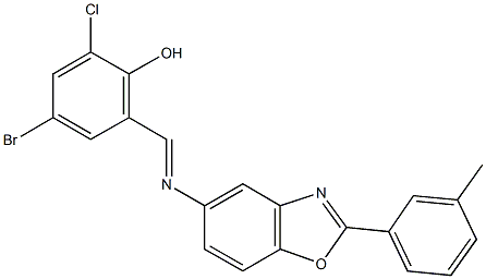 4-bromo-2-chloro-6-({[2-(3-methylphenyl)-1,3-benzoxazol-5-yl]imino}methyl)phenol,324019-24-1,结构式