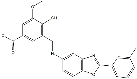 4-nitro-2-methoxy-6-({[2-(3-methylphenyl)-1,3-benzoxazol-5-yl]imino}methyl)phenol Structure