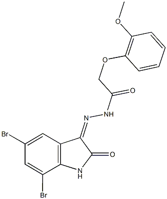 N'-(5,7-dibromo-2-oxo-1,2-dihydro-3H-indol-3-ylidene)-2-(2-methoxyphenoxy)acetohydrazide Struktur