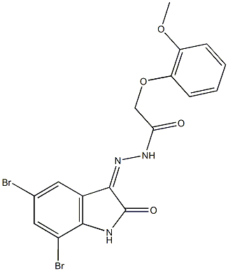 N'-(5,7-dibromo-2-oxo-1,2-dihydro-3H-indol-3-ylidene)-2-(2-methoxyphenoxy)acetohydrazide Structure