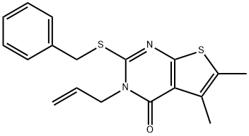 3-allyl-2-(benzylsulfanyl)-5,6-dimethylthieno[2,3-d]pyrimidin-4(3H)-one Structure