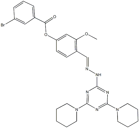 4-{2-[4,6-di(1-piperidinyl)-1,3,5-triazin-2-yl]carbohydrazonoyl}-3-methoxyphenyl 3-bromobenzoate|