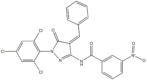 N-[4-benzylidene-5-oxo-1-(2,4,6-trichlorophenyl)-4,5-dihydro-1H-pyrazol-3-yl]-3-nitrobenzamide Structure