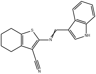 2-[(1H-indol-3-ylmethylene)amino]-4,5,6,7-tetrahydro-1-benzothiophene-3-carbonitrile Struktur