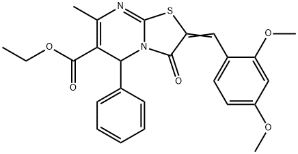 ethyl 2-(2,4-dimethoxybenzylidene)-7-methyl-3-oxo-5-phenyl-2,3-dihydro-5H-[1,3]thiazolo[3,2-a]pyrimidine-6-carboxylate 化学構造式