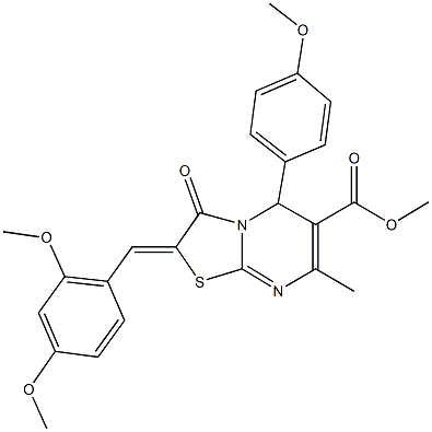 methyl 2-(2,4-dimethoxybenzylidene)-5-(4-methoxyphenyl)-7-methyl-3-oxo-2,3-dihydro-5H-[1,3]thiazolo[3,2-a]pyrimidine-6-carboxylate Structure