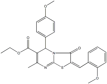 ethyl 2-(2-methoxybenzylidene)-5-(4-methoxyphenyl)-7-methyl-3-oxo-2,3-dihydro-5H-[1,3]thiazolo[3,2-a]pyrimidine-6-carboxylate Structure