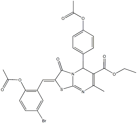 324072-11-9 ethyl 2-[2-(acetyloxy)-5-bromobenzylidene]-5-[4-(acetyloxy)phenyl]-7-methyl-3-oxo-2,3-dihydro-5H-[1,3]thiazolo[3,2-a]pyrimidine-6-carboxylate