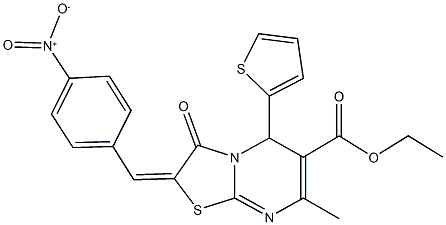 ethyl 2-{4-nitrobenzylidene}-7-methyl-3-oxo-5-(2-thienyl)-2,3-dihydro-5H-[1,3]thiazolo[3,2-a]pyrimidine-6-carboxylate 结构式