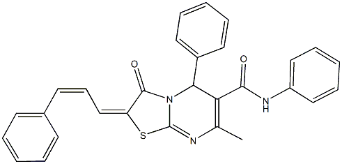 7-methyl-3-oxo-N,5-diphenyl-2-(3-phenyl-2-propenylidene)-2,3-dihydro-5H-[1,3]thiazolo[3,2-a]pyrimidine-6-carboxamide Struktur