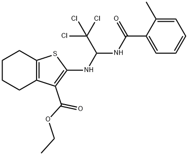 ethyl 2-({2,2,2-trichloro-1-[(2-methylbenzoyl)amino]ethyl}amino)-4,5,6,7-tetrahydro-1-benzothiophene-3-carboxylate 结构式