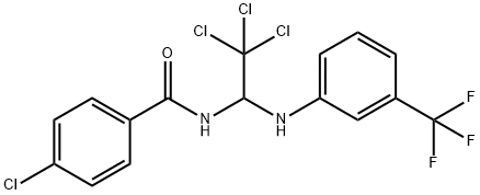 4-chloro-N-{2,2,2-trichloro-1-[3-(trifluoromethyl)anilino]ethyl}benzamide Structure