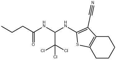 N-{2,2,2-trichloro-1-[(3-cyano-4,5,6,7-tetrahydro-1-benzothien-2-yl)amino]ethyl}butanamide,324073-04-3,结构式