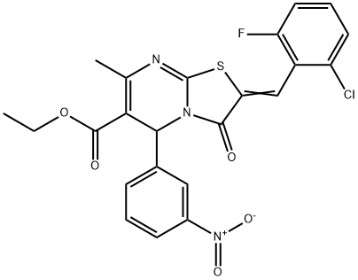 ethyl 2-(2-chloro-6-fluorobenzylidene)-5-{3-nitrophenyl}-7-methyl-3-oxo-2,3-dihydro-5H-[1,3]thiazolo[3,2-a]pyrimidine-6-carboxylate,324073-97-4,结构式