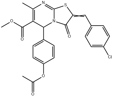 methyl 5-[4-(acetyloxy)phenyl]-2-(4-chlorobenzylidene)-7-methyl-3-oxo-2,3-dihydro-5H-[1,3]thiazolo[3,2-a]pyrimidine-6-carboxylate Structure