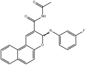 N-acetyl-3-[(3-fluorophenyl)imino]-3H-benzo[f]chromene-2-carboxamide|