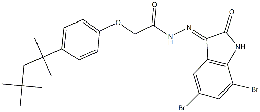 N'-(5,7-dibromo-2-oxo-1,2-dihydro-3H-indol-3-ylidene)-2-[4-(1,1,3,3-tetramethylbutyl)phenoxy]acetohydrazide Structure