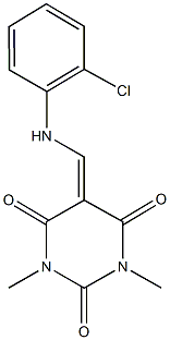 5-[(2-chloroanilino)methylene]-1,3-dimethyl-2,4,6(1H,3H,5H)-pyrimidinetrione 化学構造式