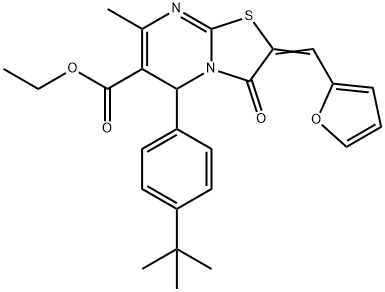 ethyl 5-(4-tert-butylphenyl)-2-(2-furylmethylene)-7-methyl-3-oxo-2,3-dihydro-5H-[1,3]thiazolo[3,2-a]pyrimidine-6-carboxylate Structure