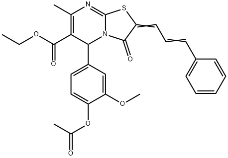 ethyl 5-[4-(acetyloxy)-3-methoxyphenyl]-7-methyl-3-oxo-2-(3-phenyl-2-propenylidene)-2,3-dihydro-5H-[1,3]thiazolo[3,2-a]pyrimidine-6-carboxylate Structure