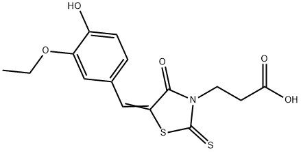 3-[5-(3-ethoxy-4-hydroxybenzylidene)-4-oxo-2-thioxo-1,3-thiazolidin-3-yl]propanoic acid 结构式