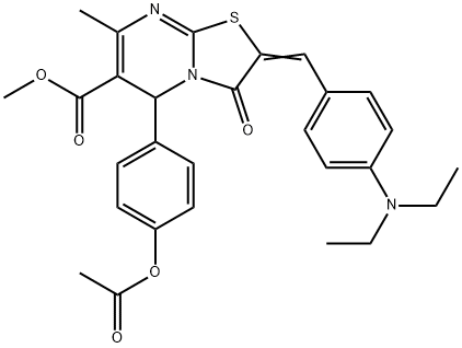 methyl 5-[4-(acetyloxy)phenyl]-2-[4-(diethylamino)benzylidene]-7-methyl-3-oxo-2,3-dihydro-5H-[1,3]thiazolo[3,2-a]pyrimidine-6-carboxylate Structure