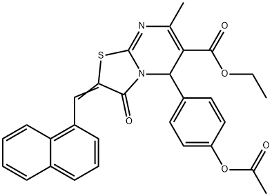 ethyl 5-[4-(acetyloxy)phenyl]-7-methyl-2-(1-naphthylmethylene)-3-oxo-2,3-dihydro-5H-[1,3]thiazolo[3,2-a]pyrimidine-6-carboxylate Struktur