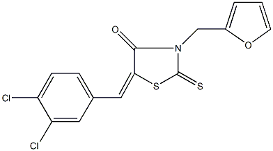 5-(3,4-dichlorobenzylidene)-3-(2-furylmethyl)-2-thioxo-1,3-thiazolidin-4-one Structure