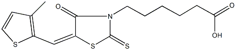 6-{5-[(3-methyl-2-thienyl)methylene]-4-oxo-2-thioxo-1,3-thiazolidin-3-yl}hexanoic acid,324568-38-9,结构式