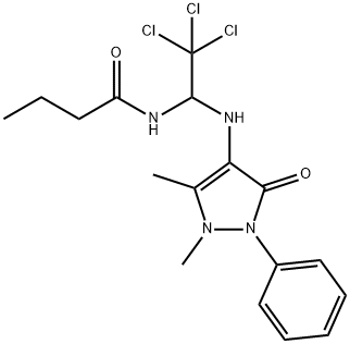 N-{2,2,2-trichloro-1-[(1,5-dimethyl-3-oxo-2-phenyl-2,3-dihydro-1H-pyrazol-4-yl)amino]ethyl}butanamide 化学構造式