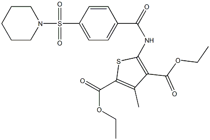 diethyl 3-methyl-5-{[4-(1-piperidinylsulfonyl)benzoyl]amino}-2,4-thiophenedicarboxylate,324774-19-8,结构式