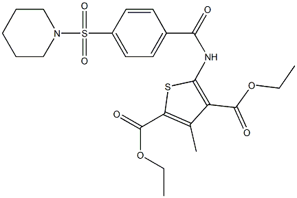 diethyl 3-methyl-5-{[4-(1-piperidinylsulfonyl)benzoyl]amino}-2,4-thiophenedicarboxylate|