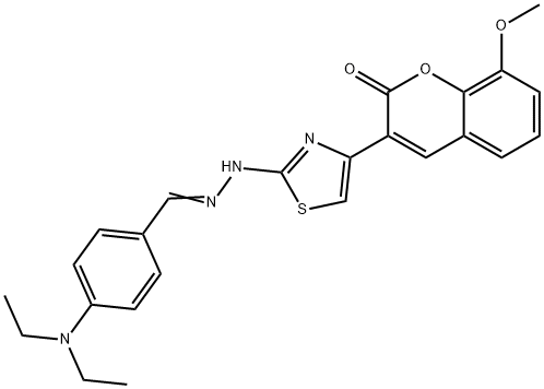 4-(diethylamino)benzaldehyde [4-(8-methoxy-2-oxo-2H-chromen-3-yl)-1,3-thiazol-2-yl]hydrazone Structure