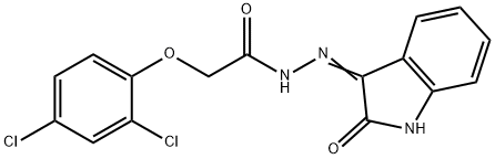 2-(2,4-dichlorophenoxy)-N'-(2-oxo-1,2-dihydro-3H-indol-3-ylidene)acetohydrazide Struktur